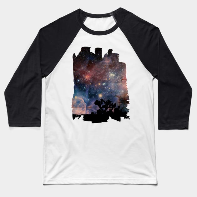 Colorful Night Sky while Camping & Reading Baseball T-Shirt by Freid